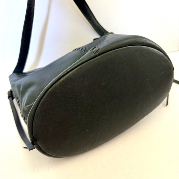 Kooba Limon Leather Hobo Shoulder Bag Braided Boho Bucket Forest Green - Picture 9 of 13